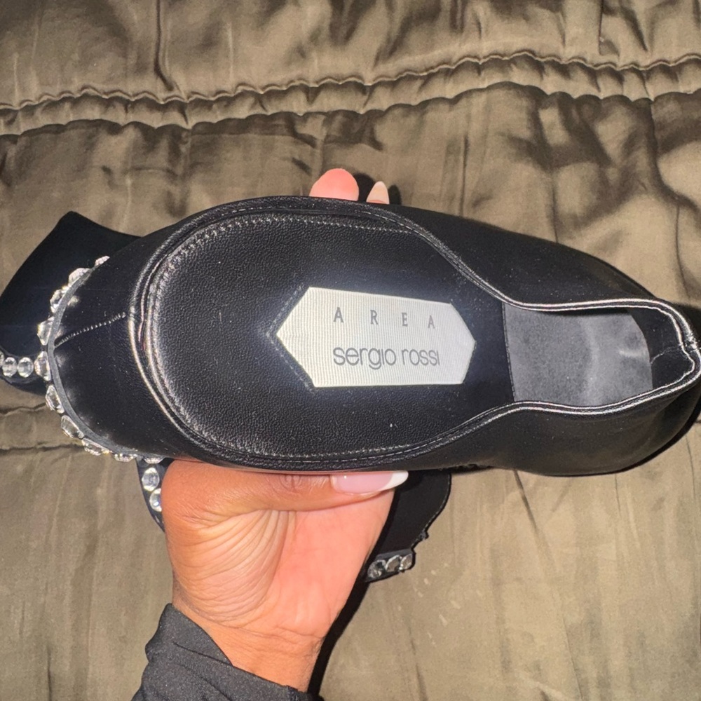 Area x Sergio Rossi Black Embellished Women's Mules - Picture 3 of 10